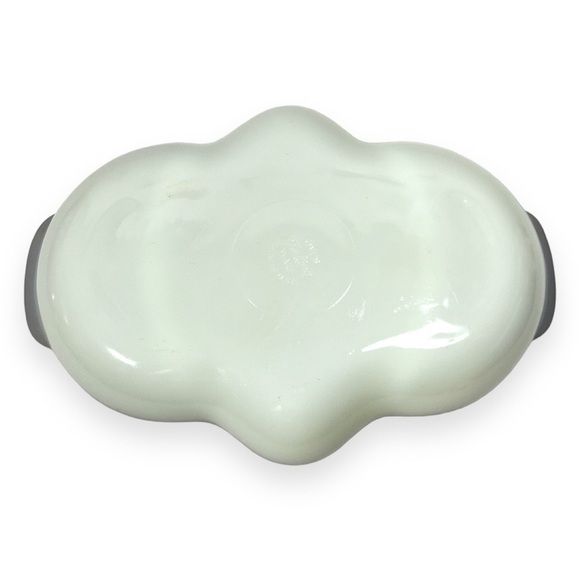 Vintage Fire King Milk Glass Serving Tray Gold Beaded Rim Divided 3 Sections USA - Picture 3 of 7